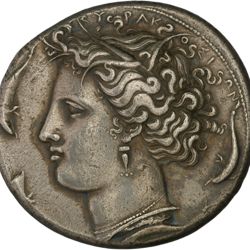 Syrakus, Sizilien (Sikelia). Dekadrachmon von Euainetos (Signatur nicht sichtbar)