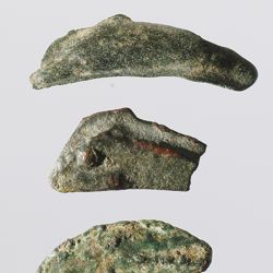 Olbia/Sarmatien bzw. Skythien. Bronzeguss-Münzen in Form von Delphinen ("Delphingeld"), 5 Expl.